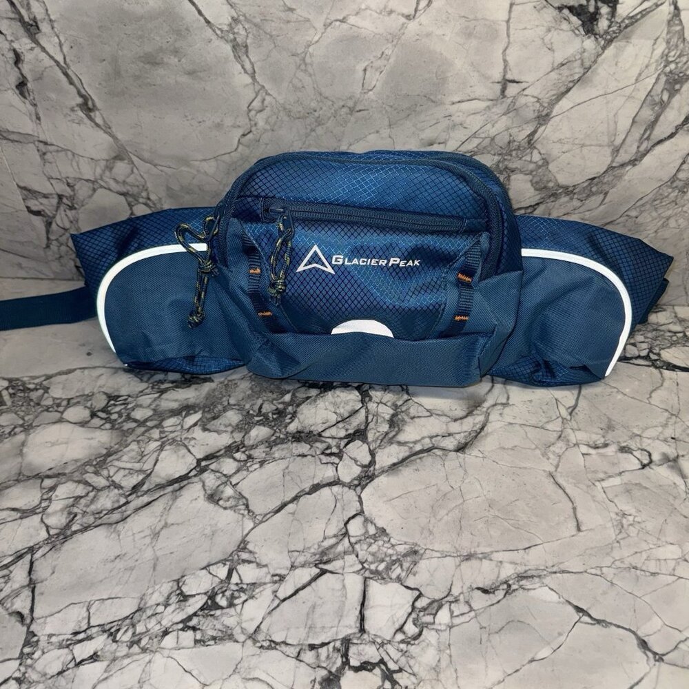 Glacier Peak Outdoor Waist Band Pack with Dual Water Bottles Blue